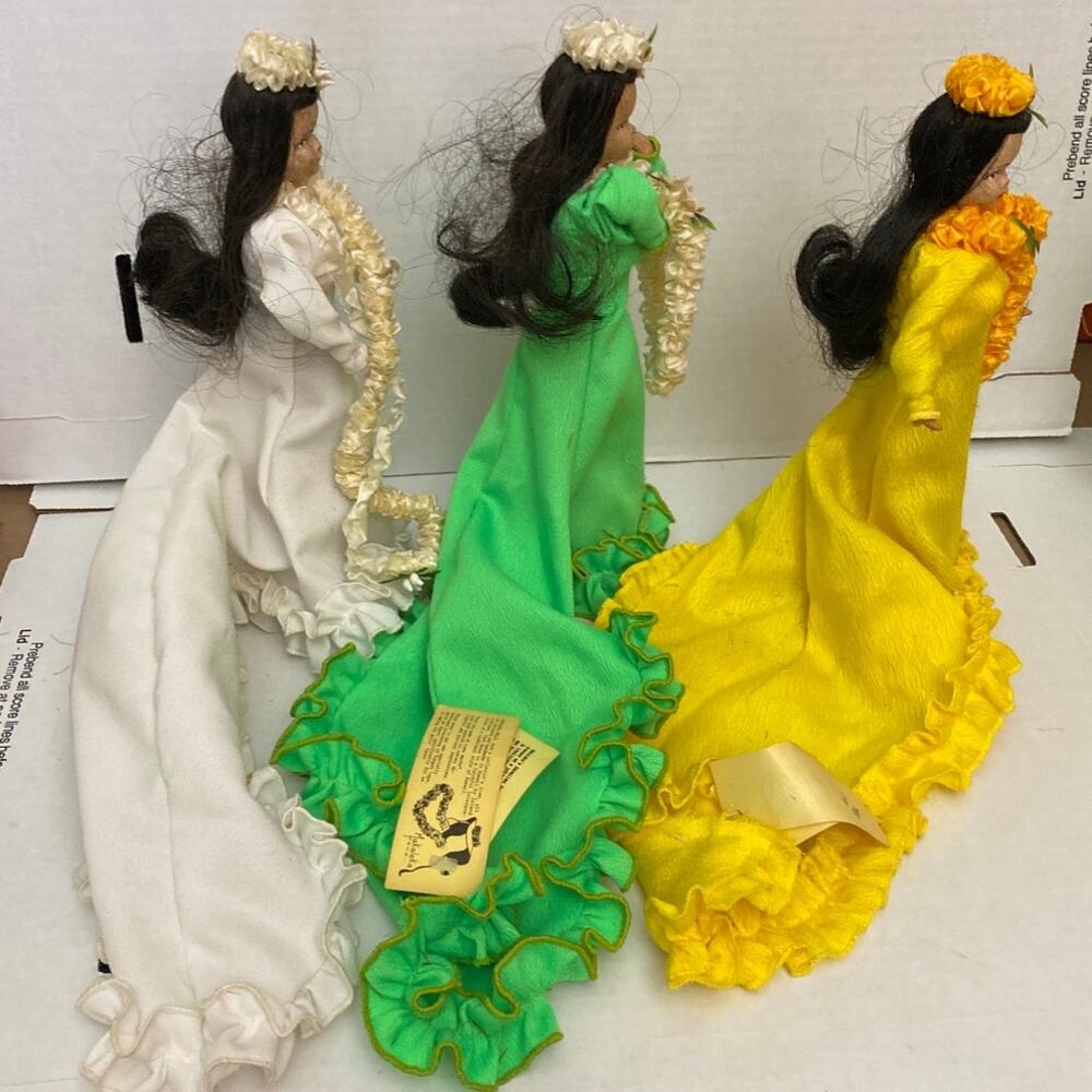 Vintage Hawaiian Dolls Princess Bride Pau’u Rider Hula Girl dress lei Makaleka - Picture 7 of 16